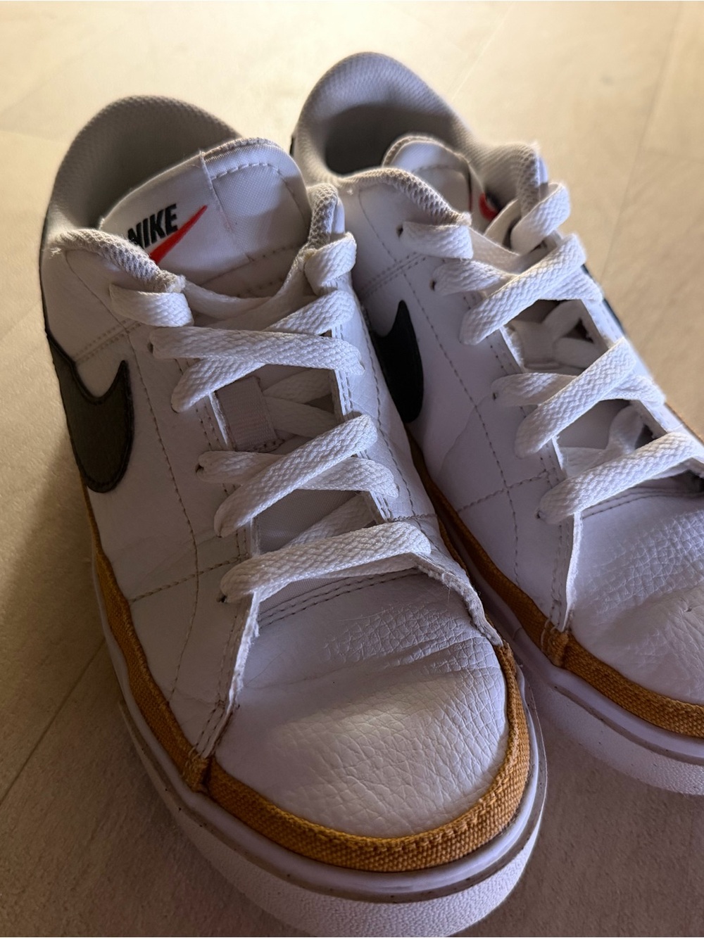 Nike Men’s White Low-Top Sneakers with Mustard Trim